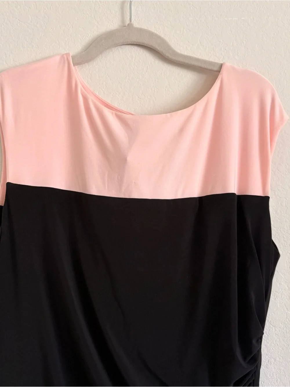 Lauren by Ralph Lauren Elegant Two-Tone Pink and Black Ruched Women’s Dress- 14 - Picture 4 of 8